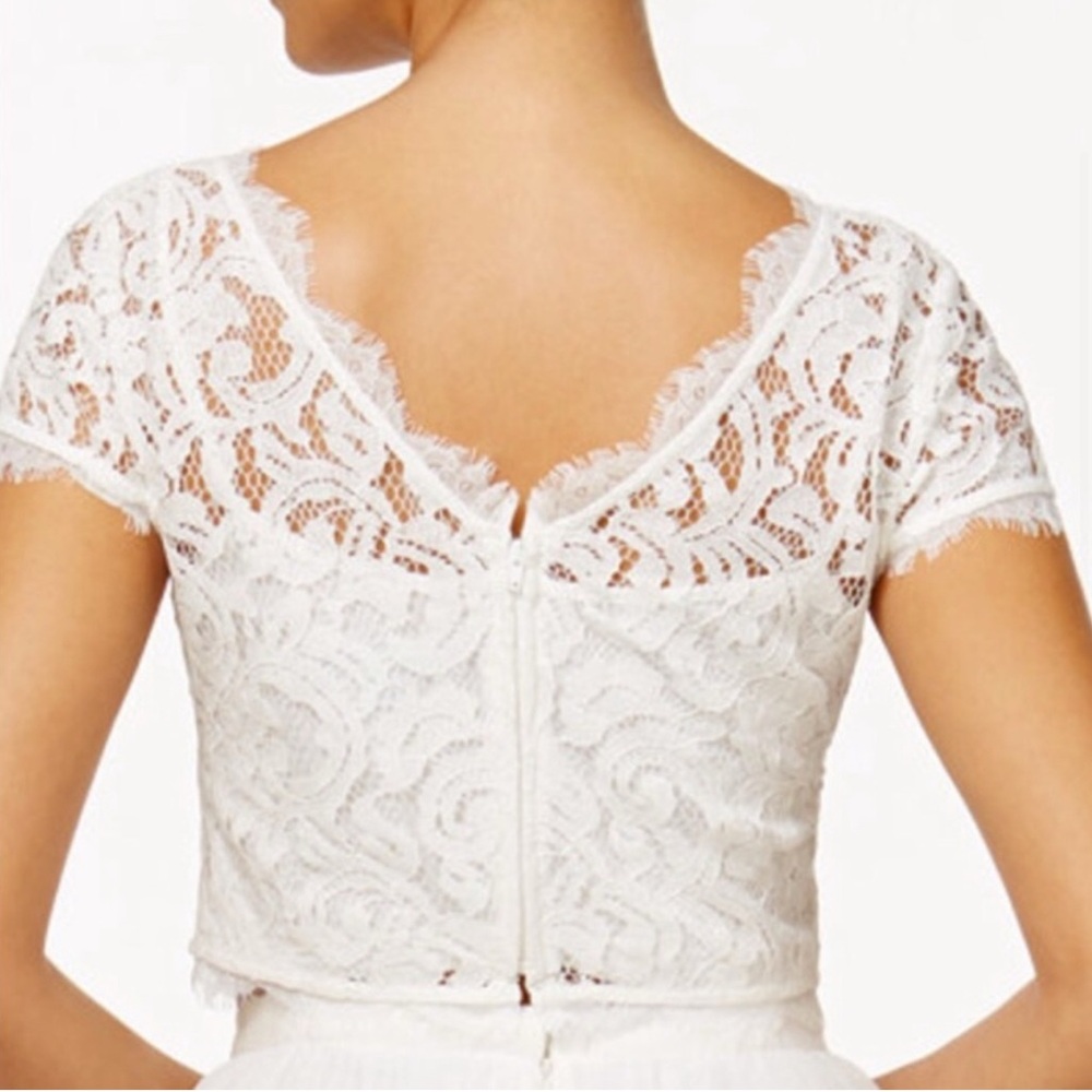 Adrianna Papell White Lace Crop Top - Picture 6 of 7
